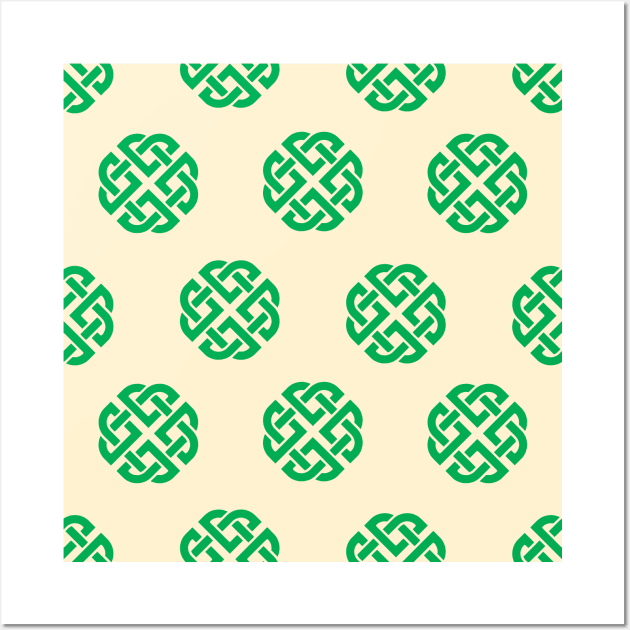 Celtic Endless Knot Creme Background Green Knots Wall Art by susannefloe